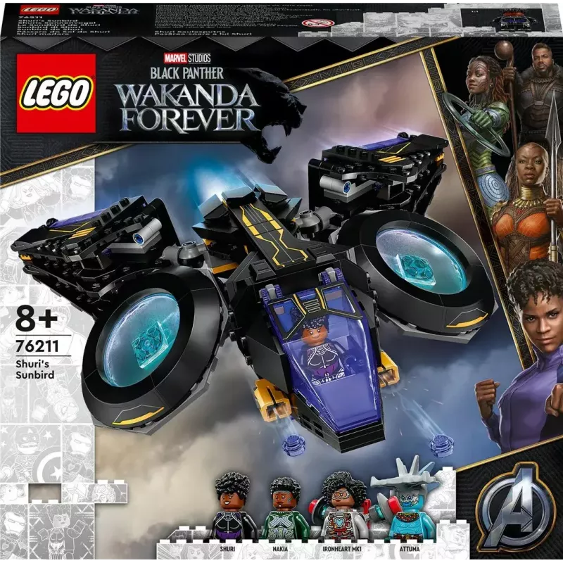 LEGO Marvel komplekts 76211 Shuri kuģis — būvējams rotaļu komplekts ar minifigūrām