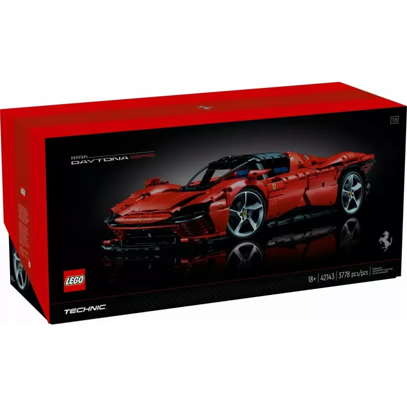 LEGO Technic konstrukcijas komplekts Ferrari Daytona SP3 mērogā 1:8, 3 778 detaļas, sarkans, 6.99 kg