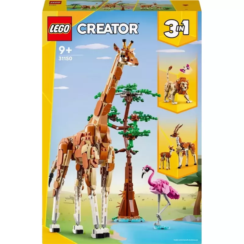 LEGO Creator 3-in-1 būvējams safari savvaļas dzīvnieku komplekts 31150 — 780 detaļas, augstums 300 mm, vecums 9+