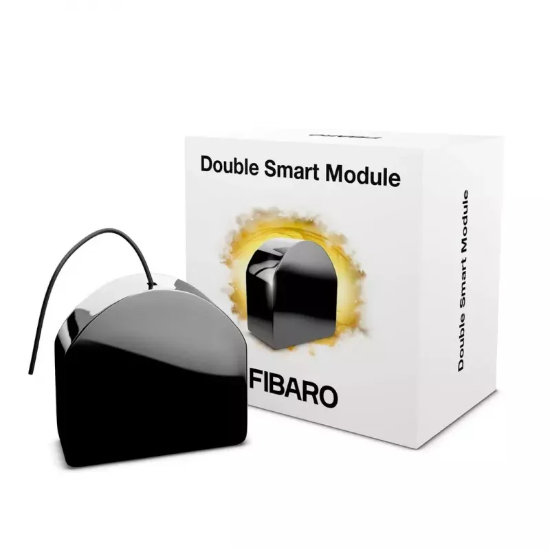 Sienā iebūvējams 2 kanālu releja modulis Fibaro FGS-224 Z-Wave Plus, 100–240 V AC, 50/60 Hz, maks. 9,5 A, melns