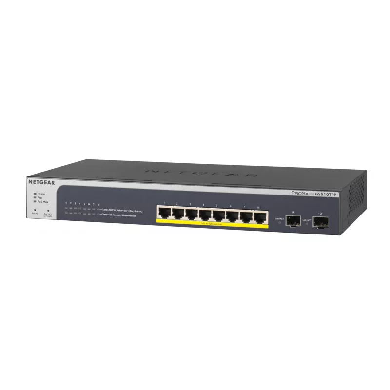 NETGEAR GS510TPP Pārvaldāms L2/L3/L4 Gigabitu Ethernet (10/100/1000) Power over Ethernet (PoE) Melns