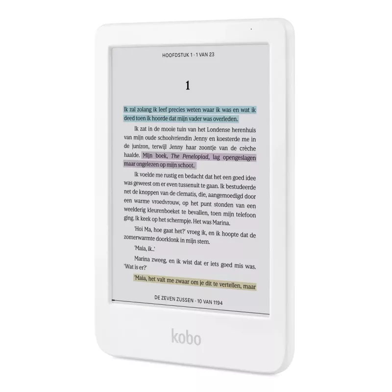 E-grāmatu lasītājs Kobo Clara Colour N367 — 6 collu E Ink Kaleido skārienekrāns, 16 GB, Wi‑Fi, Bluetooth, balts