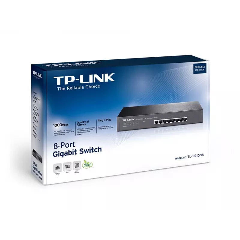 Nepārvaldāms slēdzis TP-Link TL-SG1008, 8 portu Gigabit Ethernet, 16 Gbit/s