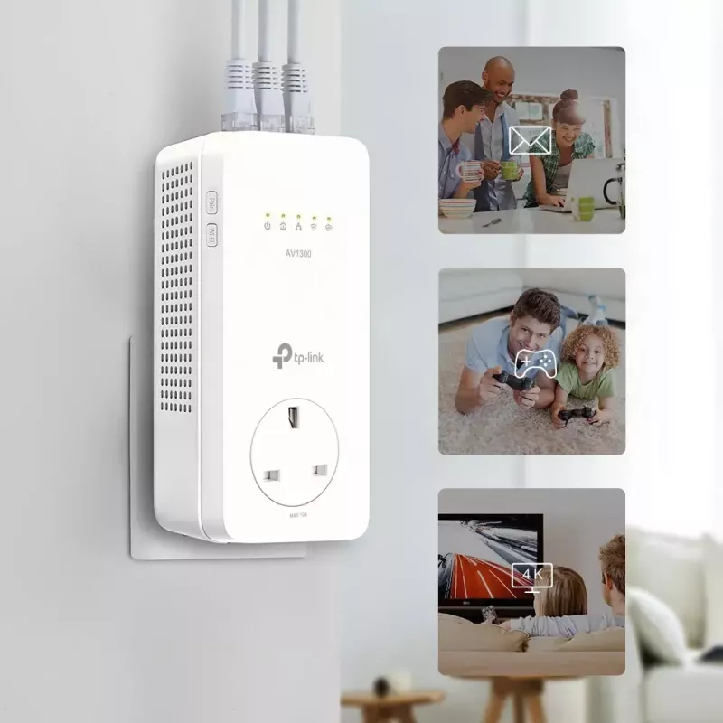 TP-Link TL-WPA8631P PowerLine tīkla adapteris 300 Mbit/s Ethernet LAN Wi-Fi Balts 1 gab.