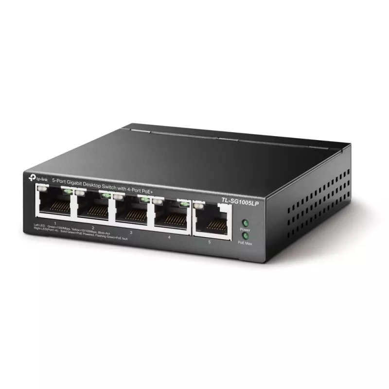 TP-Link TL-SG1005LP tīkla slēdzis Nepārvaldāms Gigabit Ethernet (10/100/1000) Power over Ethernet (PoE) Melns