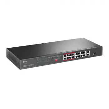 TP-Link 16 portu 10/100 Mbps + 2 portu Gigabit Rackmount PoE slēdzis ar 16 portu PoE+