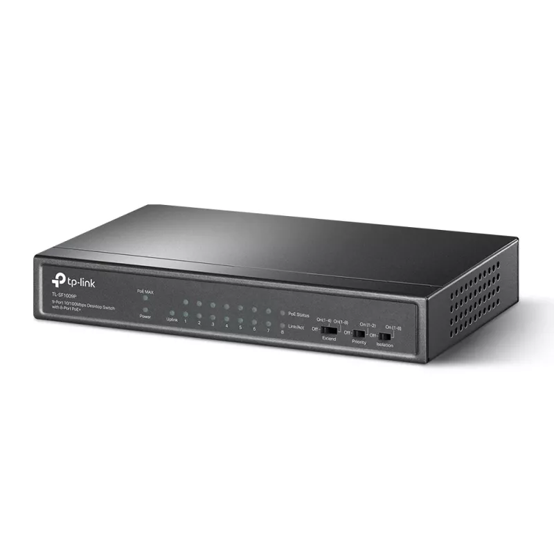 TP-Link 9 portu 10/100Mbps galddatora slēdzis ar 8 portu PoE+