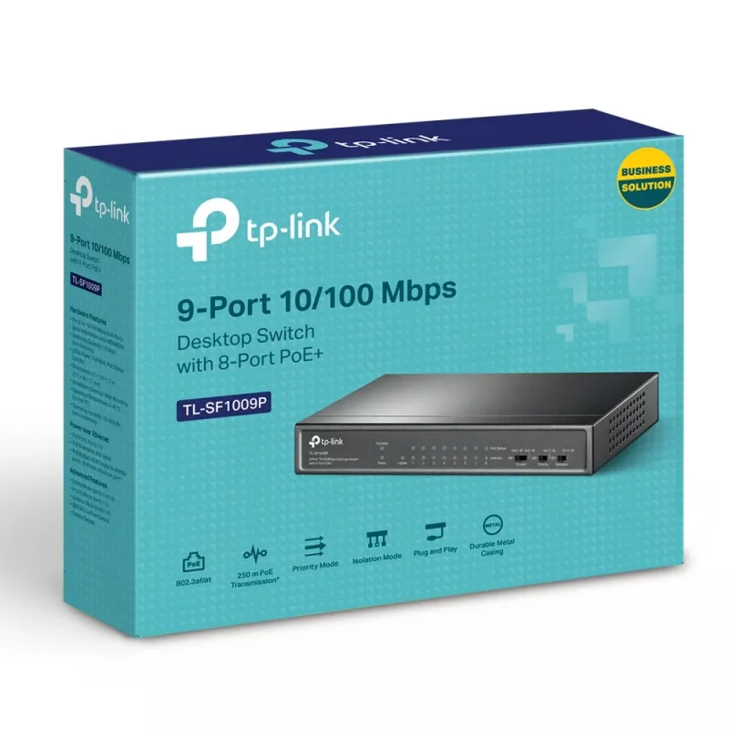 TP-Link 9 portu 10/100Mbps galddatora slēdzis ar 8 portu PoE+
