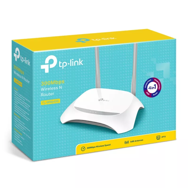 TP-Link TL-WR840N bezvadu maršrutētājs Fast Ethernet vienas joslas (2,4 GHz) Pelēks, Balts