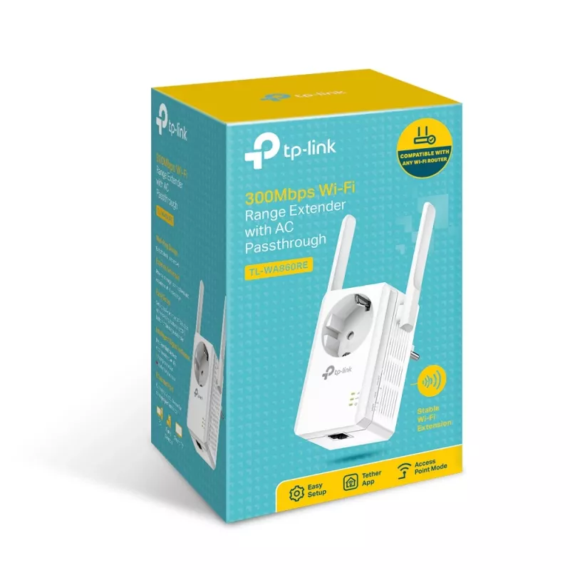 TP-Link TL-WA860RE tīkla adapteris PowerLine 300 Mbit/s Ethernet LAN Wi-Fi Balts 1 gab.