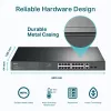 TP-Link 18 portu Gigabit statīva slēdzis ar 16 PoE+, nepārvaldāms, Gigabit Ethernet (10/100/1000), pilns duplekss, Power over Ethernet (PoE), statīva montāža, 1U
