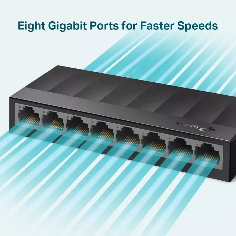 TP-Link 8 portu 10/100/1000Mbps galddatora tīkla slēdzis, nepārvaldāms, Gigabit Ethernet (10/100/1000), sienas montāžai