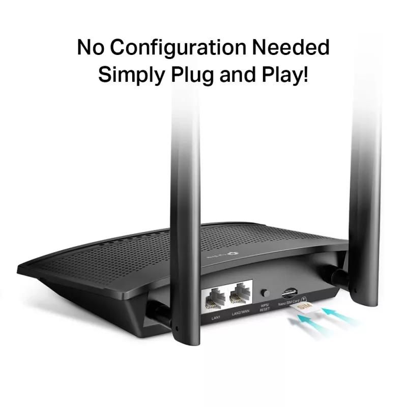 TP-Link TL-MR100 bezvadu maršrutētājs Fast Ethernet vienas joslas (2,4 GHz) 4G melns