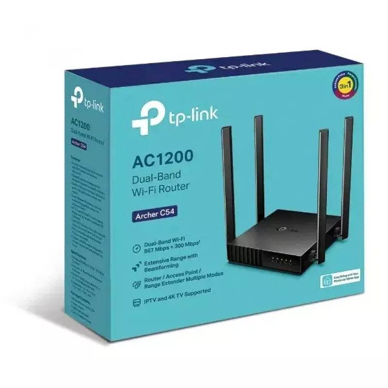 TP-Link Archer C54 bezvadu maršrutētājs Fast Ethernet Dual-band (2.4 GHz / 5 GHz) Melns