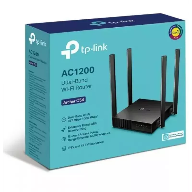 TP-Link Archer C54 bezvadu maršrutētājs Fast Ethernet Dual-band (2.4 GHz / 5 GHz) Melns