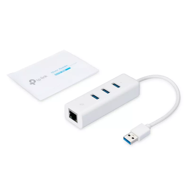 TP-Link UE330 klēpjdatora dokstacija/portu replicētājs Vadu USB 3.2 Gen 1 (3.1 Gen 1) Type-A Balts