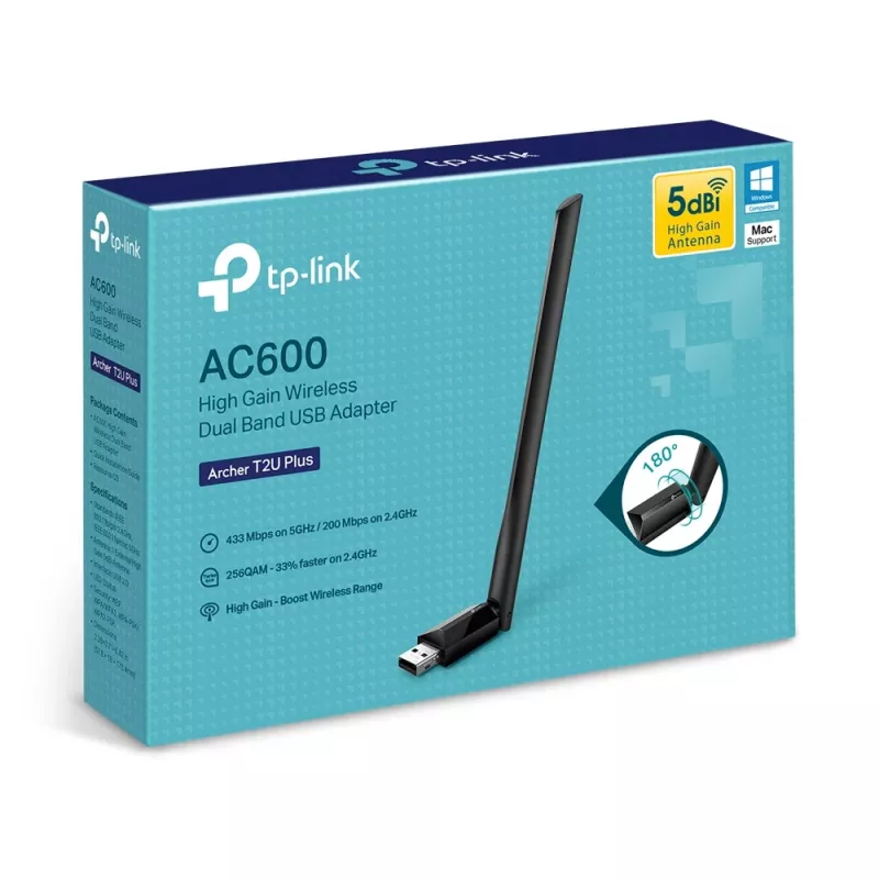 Bezvadu USB WiFi adapteris TP-Link AC600 High Gain ARCHER T2U PLUS