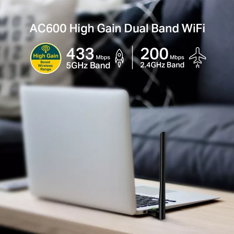 Bezvadu USB WiFi adapteris TP-Link AC600 High Gain ARCHER T2U PLUS