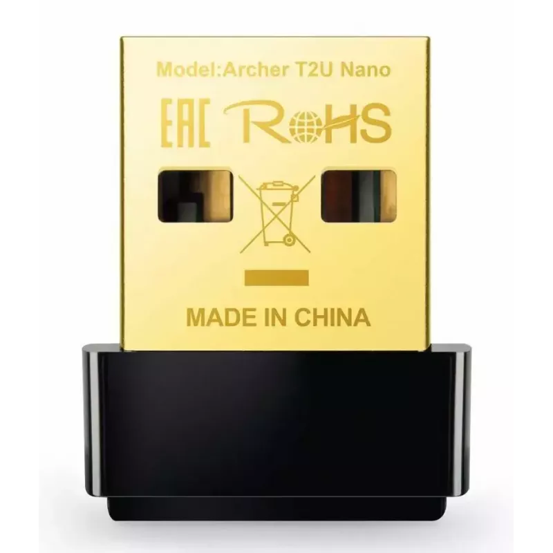 TP-Link Nano AC600 USB WiFi adapteris (Archer T2U Nano) – divu joslu (2,4 GHz/5 GHz) bezvadu tīkla uztvērējs