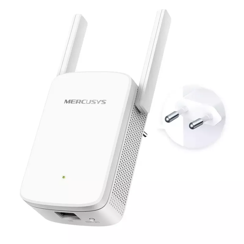 Bezvadu diapazona paplašinātājs MERCUSYS ME30 AC1200 — divjoslu 802.11b/g, 2 ārējās antenas, 1x RJ-45