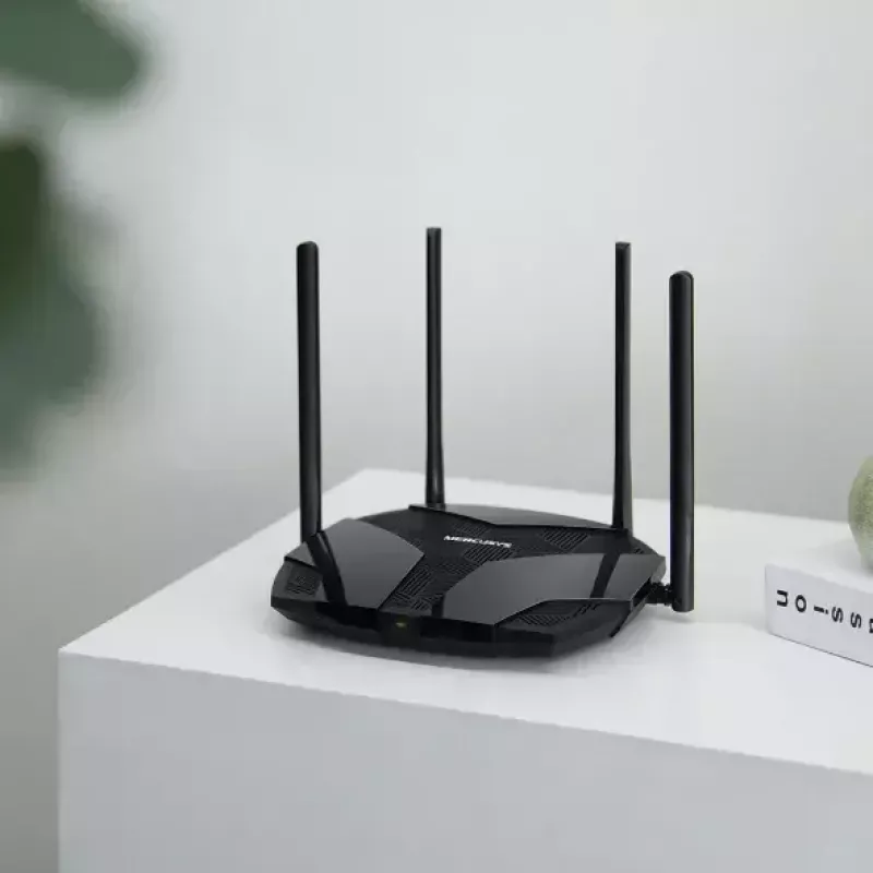 Galda maršrutētājs MERCUSYS MR80X — Divjoslu Wi‑Fi 6 (802.11ax), 3000 Mbps, 4 ārējās antenas, 3 Gigabit LAN porti