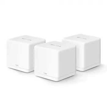 Mesh sistēma MERCUSYS Halo H60X (3 komplektā) — Divjoslu Wi‑Fi 6, līdz 1500 Mbps, pārklājums 550 m², 2× LAN porti