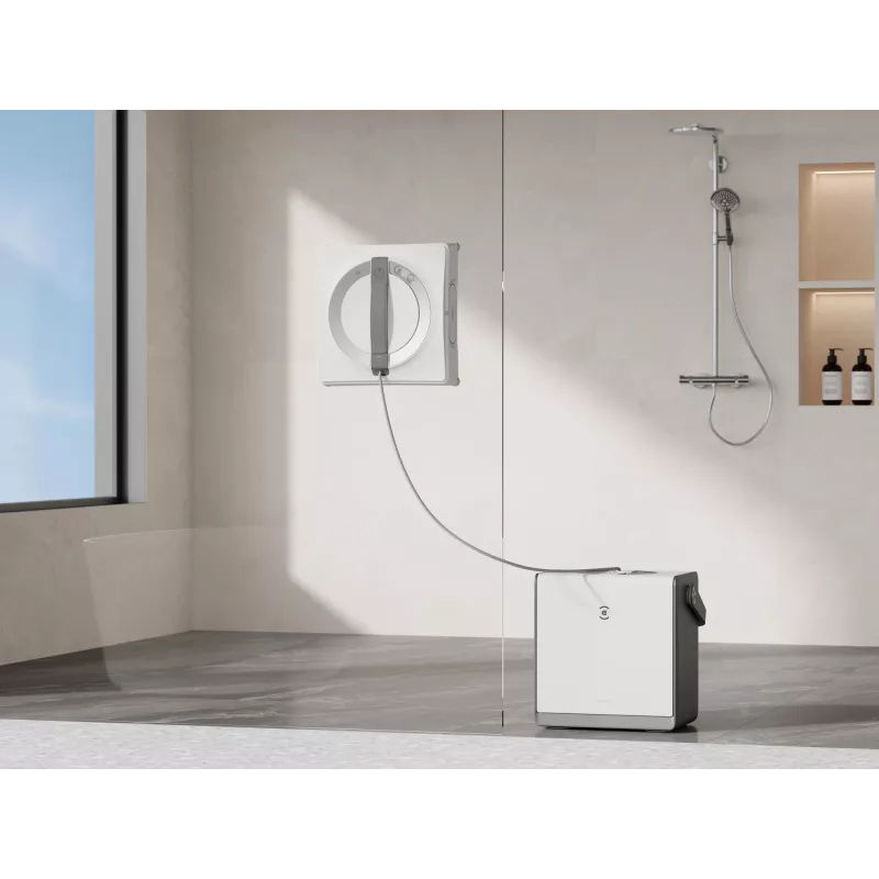 Logu tīrītājs Ecovacs WINBOT W2 OMNI — baterija 4500 mAh, 96 W, bezsuku motors, 260×251 mm lupatiņa, vads 5.5 m, minimālais logs 30×40 cm