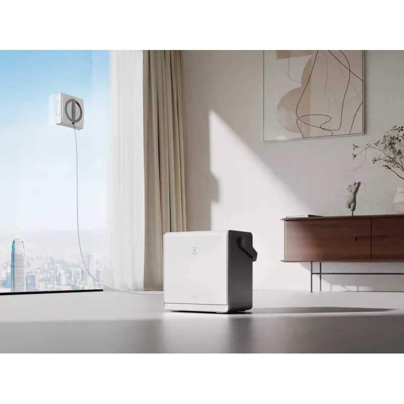 Logu tīrītājs Ecovacs WINBOT W2 OMNI — baterija 4500 mAh, 96 W, bezsuku motors, 260×251 mm lupatiņa, vads 5.5 m, minimālais logs 30×40 cm