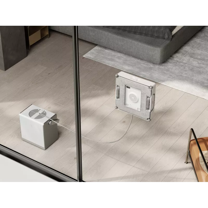 Logu tīrītājs Ecovacs WINBOT W2 OMNI — baterija 4500 mAh, 96 W, bezsuku motors, 260×251 mm lupatiņa, vads 5.5 m, minimālais logs 30×40 cm