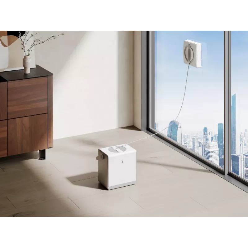 Logu tīrītājs Ecovacs WINBOT W2 OMNI — baterija 4500 mAh, 96 W, bezsuku motors, 260×251 mm lupatiņa, vads 5.5 m, minimālais logs 30×40 cm