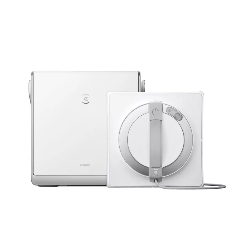 Logu tīrītājs Ecovacs WINBOT W2 OMNI — baterija 4500 mAh, 96 W, bezsuku motors, 260×251 mm lupatiņa, vads 5.5 m, minimālais logs 30×40 cm