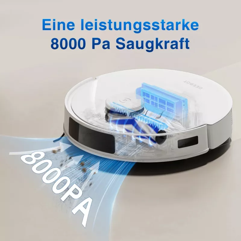 Robot vacuum cleaner Ecovacs DEEBOT N20 — LDS navigation, 8000 Pa, 5200 mAh, 300 min runtime, OZMO mopping, 0.4 L dustbin, balta