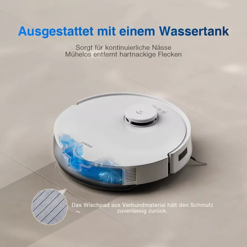 Robot vacuum cleaner Ecovacs DEEBOT N20 — LDS navigation, 8000 Pa, 5200 mAh, 300 min runtime, OZMO mopping, 0.4 L dustbin, balta