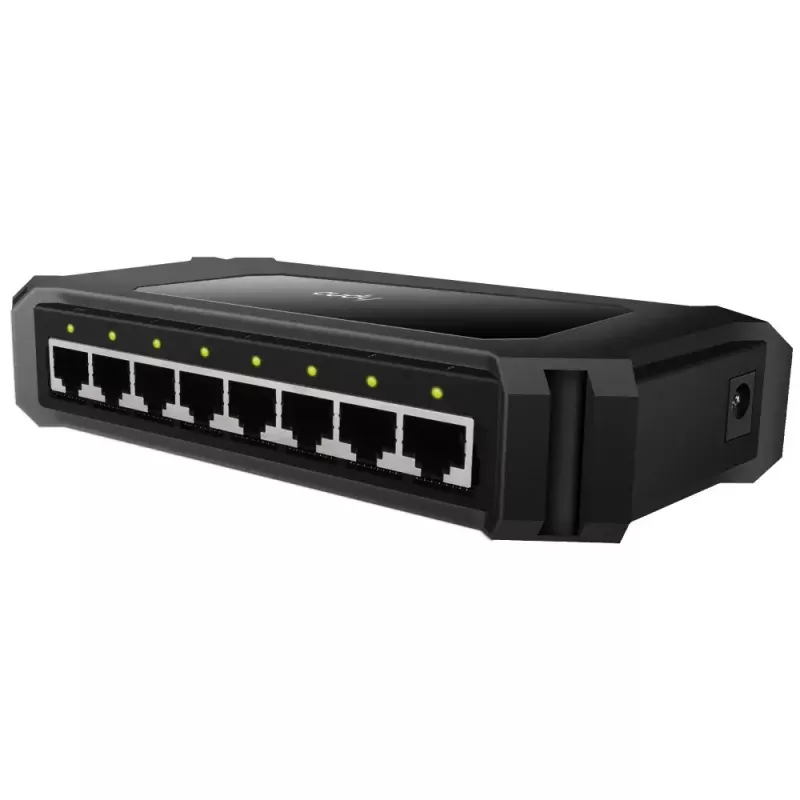 Tīkla slēdzis Cudy GS108D 8 portu Gigabit Ethernet (10/100/1000), 16 Gbit/s komutācija, DC 5V, galddatora, melns