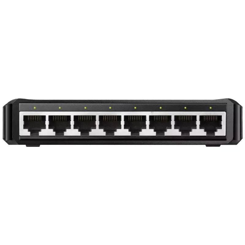 Tīkla slēdzis Cudy GS108D 8 portu Gigabit Ethernet (10/100/1000), 16 Gbit/s komutācija, DC 5V, galddatora, melns