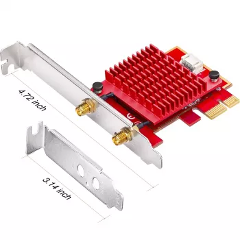 Iekšējā WLAN/Bluetooth PCIe tīkla karte Cudy WE3000S — trīsjoslu 2.4/5/6 GHz, Intel AX210, Bluetooth 5.2, 2400 Mbps, pilna augstuma/zemprofilēta
