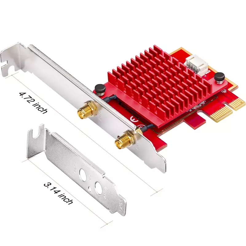 Iekšējā WLAN/Bluetooth PCIe tīkla karte Cudy WE3000S — trīsjoslu 2.4/5/6 GHz, Intel AX210, Bluetooth 5.2, 2400 Mbps, pilna augstuma/zemprofilēta