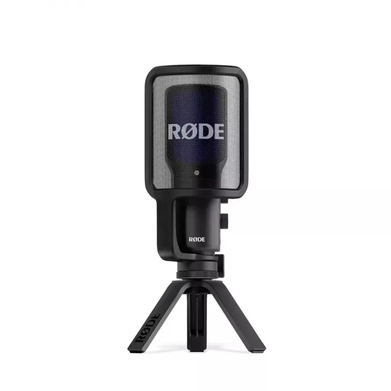 Kondensatora USB datora mikrofons RØDE NT-USB+ — kardioīds, 24-bit/48 kHz, 20–20000 Hz, 3.5 mm austiņu izeja, USB-C, melns
