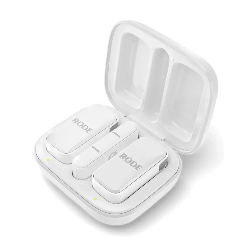 Piespraužams mikrofons RØDE Wireless Micro — bezvadu USB lavalier, 20–20000 Hz, 24 bitu, 100 m diapazons, balts