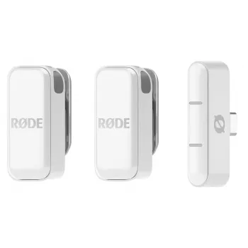 Piespraužams mikrofons RØDE Wireless Micro — bezvadu USB lavalier, 20–20000 Hz, 24 bitu, 100 m diapazons, balts
