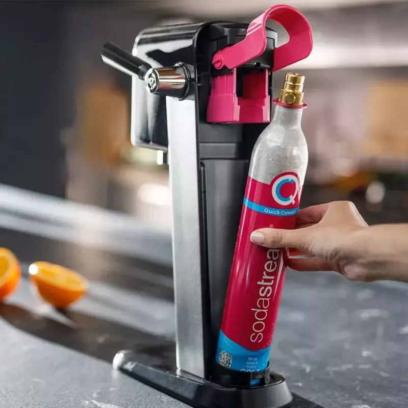 Gāzētā ūdens aparāts SodaStream ART Melns Steel 1L ogļskābās gāzes balons 60L