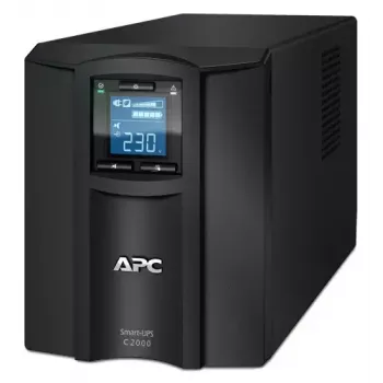 APC Smart-UPS C, Line Interactive, 2000VA, Tornis, 230V, 6x IEC C13+1x IEC C19 kontaktligzdas, USB un seriālais savienojums, AVR, grafiskais LCD