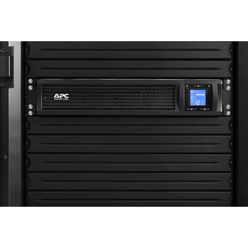 APC Smart-UPS C, Line Interactive, 1000VA, Rackmount 2U, 230V, 4x IEC C13 ligzdas, SmartConnect ports, USB un seriālā komunikācija, AVR, grafiskais LCD