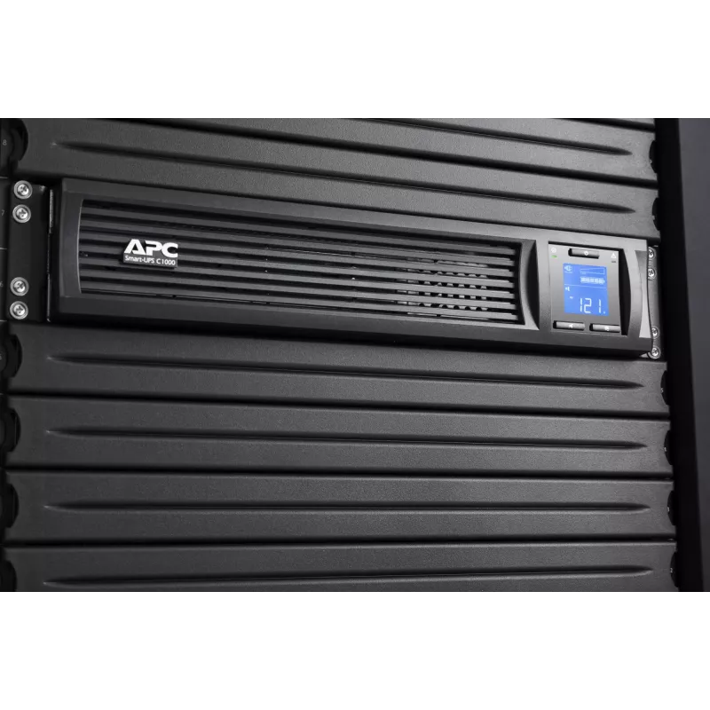 APC Smart-UPS C, Line Interactive, 1000VA, Rackmount 2U, 230V, 4x IEC C13 ligzdas, SmartConnect ports, USB un seriālā komunikācija, AVR, grafiskais LCD