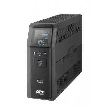 APC Back-UPS Pro, 1200VA/720W, Tornis, 230V, 8x IEC C13 izejas, Sinusoidāls vilnis, AVR, USB Type A + C porti, LCD, Lietotāja nomaināms akumulators