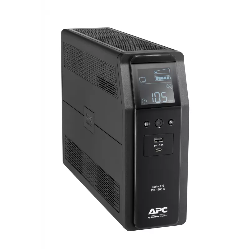 APC Back-UPS Pro, 1200VA/720W, Tornis, 230V, 8x IEC C13 izejas, Sinusoidāls vilnis, AVR, USB Type A + C porti, LCD, Lietotāja nomaināms akumulators