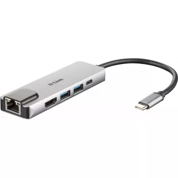 D-Link 5-in-1 USB-C centrmezgls ar HDMI/Ethernet un strāvas padevi