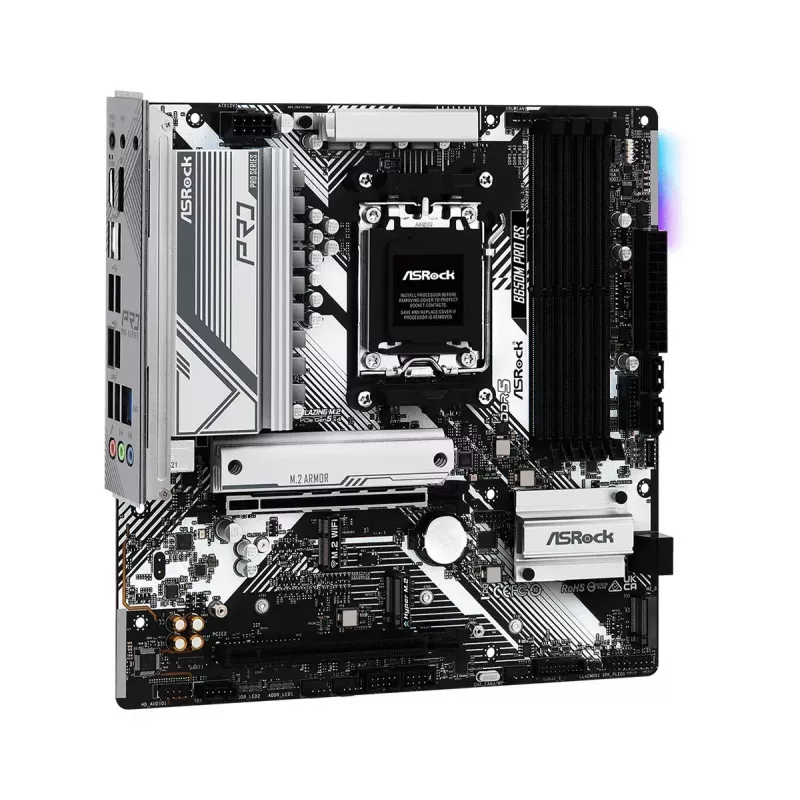 Mātesplate ASRock B650M Pro RS — AMD B650, Socket AM5, micro ATX, DDR5, 4x DIMM, 128 GB, 2.5Gb LAN, 1x M.2, HDMI, DP