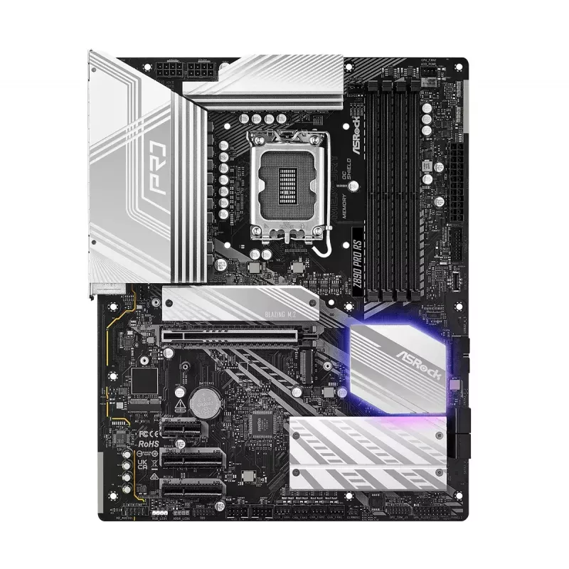 Mātesplate ASRock Z890 Pro RS — Intel Z890, LGA 1851, ATX, 4x DDR5 sloti, PCIe Gen5 x16, 2.5Gb LAN, Thunderbolt 4