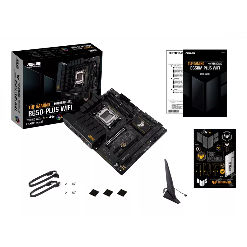 Mātesplate ASUS TUF GAMING B650-PLUS WIFI — AMD B650, Socket AM5, ATX, DDR5, 4 DIMM, Wi‑Fi 6, 2.5Gb LAN, 3x M.2